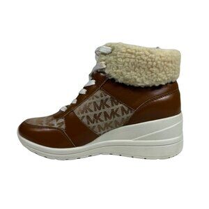 Tan Tahoe Wedge Boots with Monogram Faux Sherpa Trim, Girls'  5 US Euro 36 4 UK